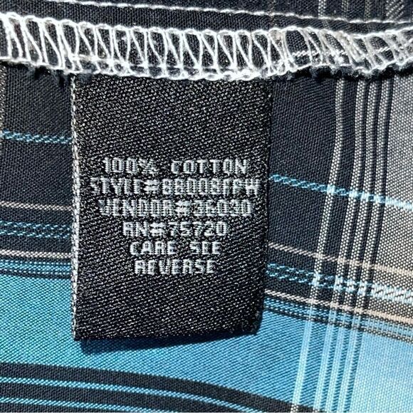 Buckle Black Blue Plaid Long Sleeve Snap DowLarge Men’s - Picture 10 of 16